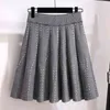 Japon Tarzı Pileli Örme Mini Etekler Kawaii Kadınlar Sonbahar Kış Elastik Bel Falda 90 S Vintage Harajuku Seksi Etek Siyah 211120