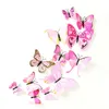 120pcs 3D papillon décoration murale autocollants fête de mariage décoration de Noël pépinière enfants chambre décor à la maison bricolage papillons 210705