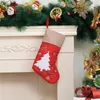 Christmas Stocking Cartoon Santa Claus Pattern Socks Linen Xmas Tree Ornaments Pendant Festival Gift Bag Decoration
