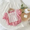 Ensemble de vêtements 2 pièces pour bébé né espagnol, barboteuse et chapeau pour filles, tenue de princesse en dentelle Lolita, Onesie 210529