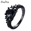 Bröllopsringar Rongxing Classic Black Round Cubic Zirconia for Women Men Vintage Guldfylld Birthstone Ring Fashion Jewelry RB13539868335