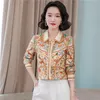 Luxe Satijn Gedrukt Runway Shirt 2023 Designer Lange Mouw Kantoor Dame Elegante Knopenblouse Lente Herfst Winter Vintage Mode High-End Slanke Zoete Zijden Tops