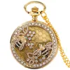 高級イエローゴールドダイヤモンド蜂腕時計合金ケース男性女性クォーツアナログ懐中時計セーターネックレスチェーン