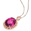 HuiSept Classic Silver 925 Necklace Jewelry Oval Shape Ruby Zircon Gemstones Pendant Rose Gold Ornament Wedding Party Wholesale