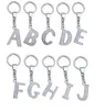 26 A-Z Crystal English Letters Początkowy Keychain Klucze Pierścionki Posiadacze Torba Wisiorek Urok Moda Biżuteria Prezent