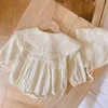 Moda nascida baby margarisy romper outono quadrado colar de manga longa algodão infantil roupas lace jumpsuit toddler roupas 210816
