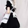 أسود لطيف الحلو لوليتا خادمة ازياء النادل الفتيات النساء جميل مثير تأثيري حلي الرسوم المتحركة تظهر اليابانية الزي اللباس الملابس مصغرة pinafience زائد الحجم S-2XL