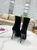 2021 autumn winter women's collet high heel short boots real leather shoes head design lacquer canvas material