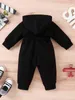 Baby Heart Print Slant Pockets Hooded Jumpsuit Zij