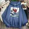 La grande vague de Kanagawa Imprimer Sweat-shirt à manches longues Lâche Harajuku Harajuku Vêtements à capuche Homme Cartoons Hoody Anime Punk Sweats à capuche H1227