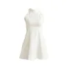 Mode Kleid Sexy Ärmellose Halter Hohe Taille Feste Weiße Fee Spitze Patchwork Mini Kleider Weibliche Sommer Vestidos 210608