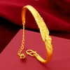 Alas de pavo real para mujer, pulseras de boda con placa de oro de 24 quilates, JSGB326, regalo de moda para mujer, brazalete chapado en oro amarillo
