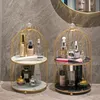 Metal Bird Cage Cosmetic Storage Organizer Lipstick Perfume Skin Care Products Finishing Rack Bathroom Shelf Accessories Gift 220212