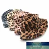 Wide Brim Hattar Vinter Faux Fur Bucket Hat Fluffy Warm Leopard för Women Men1