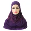 High Quality Medium Size 70*60cm Muslim Hijab with Lace Pull On Islamic Scarf Head Wrap Pray Scarves Womens Headwear Hat