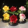 Decorative Flowers & Wreaths Rose Gift Light Eye-catching Glass Two Artificial Roses Flower With Dome