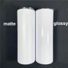 US magazijn 20oz Sublimatie Matte Tumbler met Stro Blanks Rechte Roestvrijstalen Dubbelwandige Vacuüm Geïsoleerde Waterfles USA Lokaal