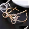 Bangle Bracelets Jewelry Lady`S Elegant Luxury Bangles Beautif Bow-Knot Design Very Girl Charm Adjustable For Women 210408 Drop Delivery 202