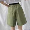 Seulish Summer Casual Cargo Halgo Spodnie z pasem wysokiej talii eleganckie szerokie nogi spodnie eleganckie luźne spodnie kieszeń 210706