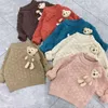 Fall Winter Kids Sweater Pullover Boys Girls Pocket Bear Doll Knitted Long Sleeve Sweater Children Stereo Plaid Casual Jumper 315 K2