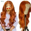 Allove 28 32 calowy przezroczysty HD koronki przednia peruka proste ludzkie włosy peruki pomarańczowy imbirowy kolor brazylijski perwersyjny kędzierzawy ciało głębokie luźne dla kobiet przedstryped peruwiański