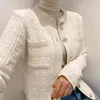 Pull pour femmes d'automne col rond simple boutonnage lâche tout-match à manches longues tweed tricot cardigan manteau zt1429 210427