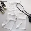 NEPLOE Koreańscy szerokokrajt spodnie damskie wiosna wysoka talia Split prosty spodnie mody stałe kolor Pantalon Nowe dna 210422