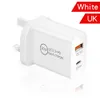 Chargeur USB-C rapide de type C QC3.0 20W PD USB-C Adaptateur de chargeur mural de voyage EU US UK pour Iphone 11 12 13 14 Samsung F1 avec boîte de vente au détail