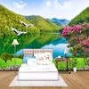 Пользовательские 3d фото самоклеющиеся обои HD лес горы озеро натуральный ландшафт живопись живущая комната фон настенная роспись