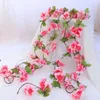 New2.2m Artificial Cherry Blossom Flowers Wedding Garland Ivy Decoration Fake Silk Flowers Vine for Party Arch Home Decor String EWD5502