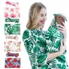 Florals Print Baby Musine Swaddle Wrap Deken Wraps Dekens Kinderdagverblijf Beddengoed Toweling Baby Wrapped Doek met DIY Hoofdband