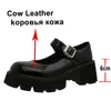 Jurk Schoenen Meotina Lederen Mary Janes Platform Blok Hoge Hakken Ronde Teen Pumps Dames Gesp Strap Lady Footwear Black