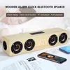 Altavoz Bluetooth inalámbrico de madera Reloj despertador portátil Estéreo PC Sistema de TV Altavoz Escritorio Sonido Post Radio FM Altavoz de la computadora H1111