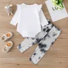 Arrivées Hiver Garçons Ensembles À Manches Longues Lettre Barboteuses Tie-dye Pantalon Mignon 2 Pcs Vêtements 0-2T 210629