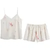 Женские спящие одежды IZZINI Оригинал летом 2021 года жгут Pajamas Женщины тонкий лед Huai шелк белый груша цветочные шорты