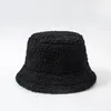 2021 Vinter Bucket Hat Lamb Faux Fur Girls Varma hattar förtjockad Plysch Fisherman Hat Panama Casual Caps Barngåva 8 färger