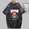 Ramen Bonito Anime Manga Curta O-pescoço Tintura Dye Solto Uniex T-shirt Y0809
