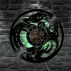 Wall Clocks Dragon Art Clock Battery Operated Modern Design Record With LED Lamp Home Living Room Decoration226F