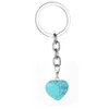 Forme de coeur pierre naturelle porte-clés porte-clés couleur argent guérison améthyste rose cristal voiture décor porte-clés pour femmes hommes