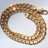 24 Yellow Solid Gold AUTHENTIC FINISH 18 K Stamped 10 Mm Fine Curb Cuban Link Chain Necklace Men's Made In Pendant Neck311C
