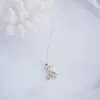 Ontwerp voortreffelijke beweegbare beer dames ketting 14k echt goud elegante zirkon verjaardag cadeau sieraden brincos ketens8523642