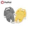 Summer and Spring Baby Boy / Girl School Style Bowknot Decor Long-sleeve Jumpsuit One Pieces Jumpsuits 210528