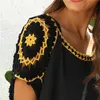 Black Beach Dress for Women Crochet Flower One Shoulder Cover Up Solid White Tunic Summer Beachwear Bikini Kąpiel Suit UPS 210319