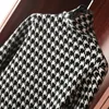 dress large size autumn and winter Korean version of the houndstooth casual thick warm high-neck knitted bottoming 220308