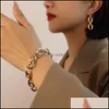 Earrings & Necklace Jewelry Sets Brand Findings Marka Titanium Steel Niche Light Luxury Embossed Bracelet Plated 18K Real Gold Set Drop Deli