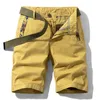 Męskie szorty letnie przypadkowy wojskowy ładunek plus size długość kolana stałe bawełniane taktyczne krótkie spodnie męskie pantalon jogger 210714
