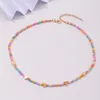 S2411 bijoux de mode Sweet Beach coloré perles de riz collier amour perlé Chocker colliers