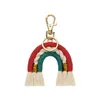 Keychains 1Pc Weaving Rainbow For Women Boho Handmade Key Holder Keyring Macrame Bag Charm Car Hanging Jewelry Gifts 2022