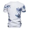 니즈버 잎 인쇄 티셔츠 남자 O 넥 100 % 코 튼 캐주얼 남자의 티셔츠 여름 품질 패션 하와이 스타일 남성 의류 210324