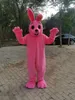 Image réelle costume de mascotte de lapin rose tenue fantaisie robe de soirée de personnage de dessin animé